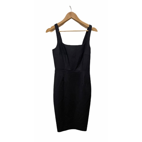 1. STATE Black Bodycon Sleeveless White Criss Cross Back Midi Dress - Picture 3 of 12